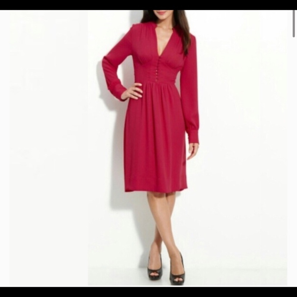 BCBGMaxAzria Long Sleeve Fabiana Dress in Sangria